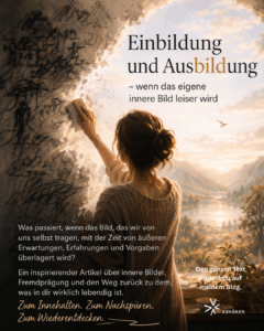 Frau entfernt dunkle Zeichnungen von einer Wand und legt eine helle Landschaft frei - Symbol für das innere Bild und persönliche Entwicklung